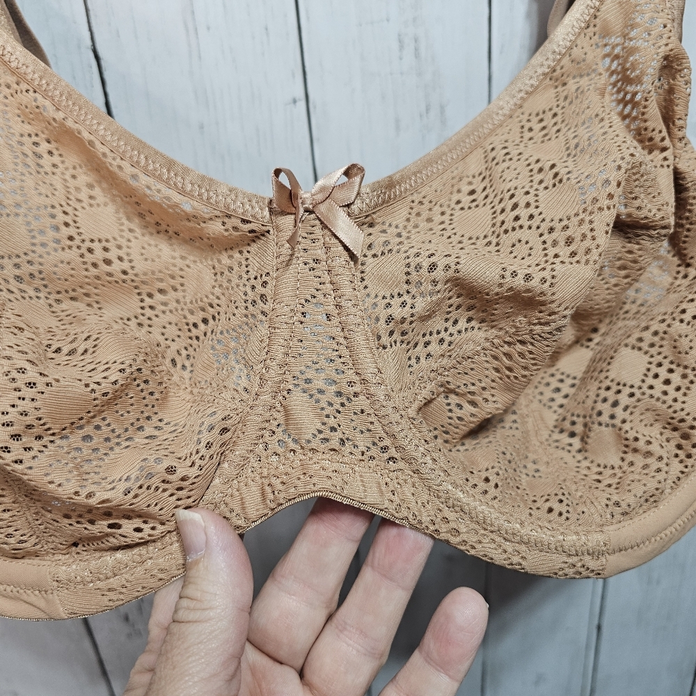Glamorise Women's Plus Size Lace Comfort Wonderwire Bra Underwire #9855 Size 44C - Picture 8 of 13